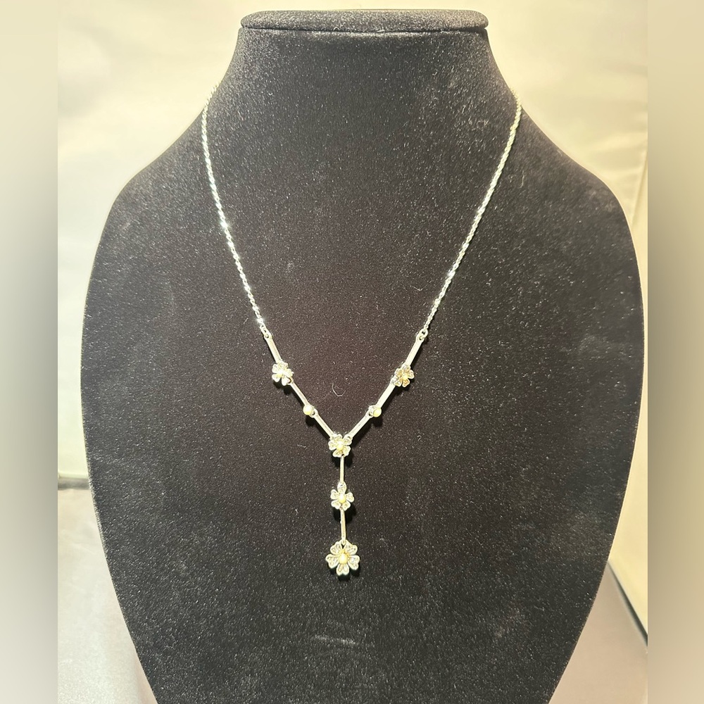 Avon - Floral Rhinestone Necklace and Earrings